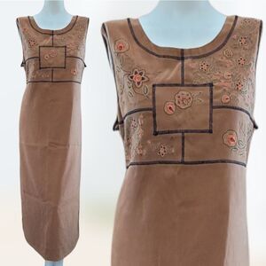 White Stag Boho Embroidered Shift Dress Large